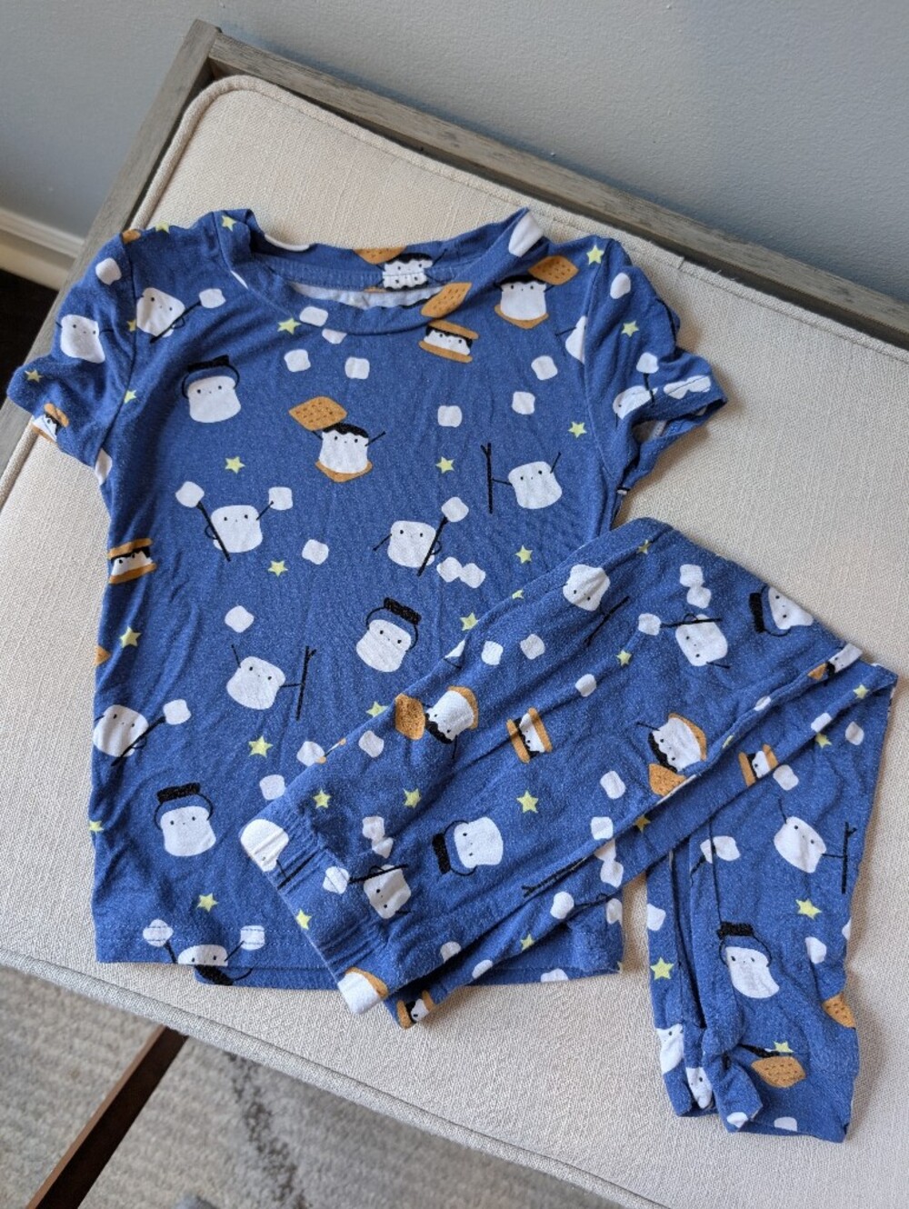 Mick Mack Blue Marshmallow S'mores Bamboo Pajama Set - 3T